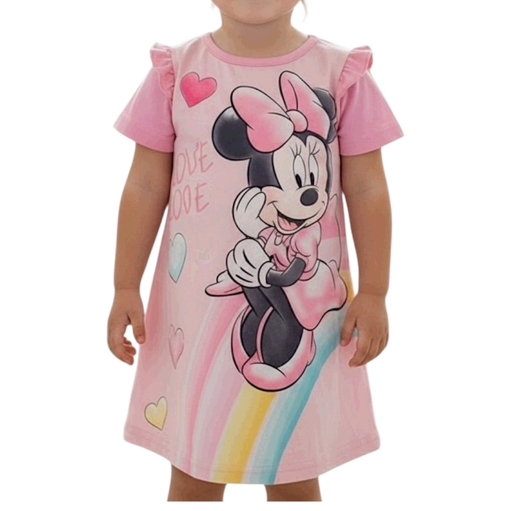 Disney Minnie Mouse Pink and Rainbow Kids Nightgown‎